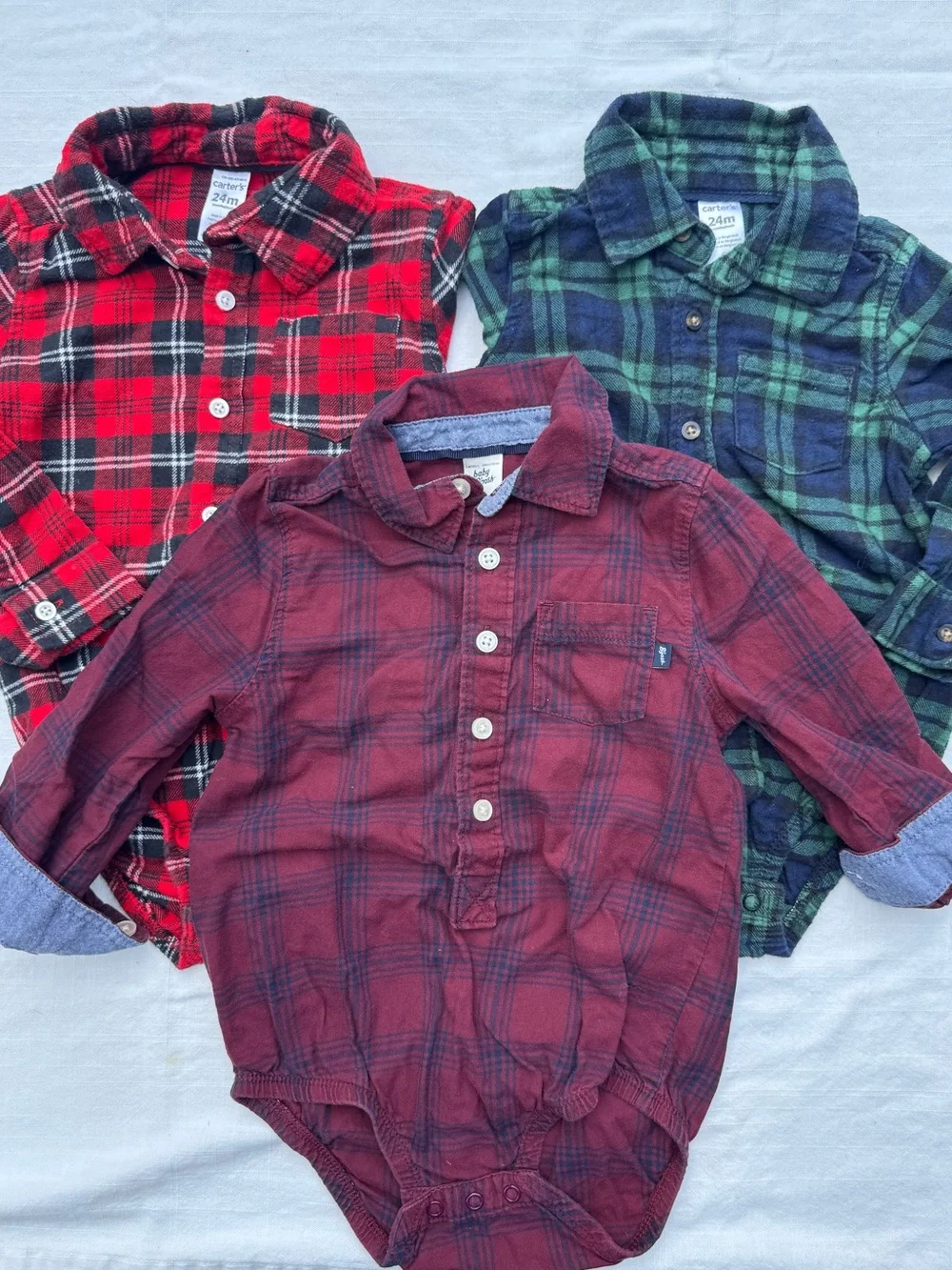 Carter’s Flannel Bodysuits Oshkosh B’Gosh Plaid 24M